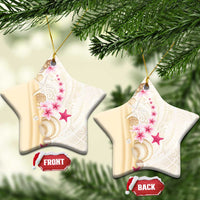 Beige Frangipani Sea Shell Ceramic Ornament Starfish Polynesian Pattern LT01 Star Beige - Polynesian Pride
