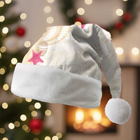 Beige Frangipani Sea Shell Christmas Santa Hat Starfish Polynesian Pattern - Polynesian Pride