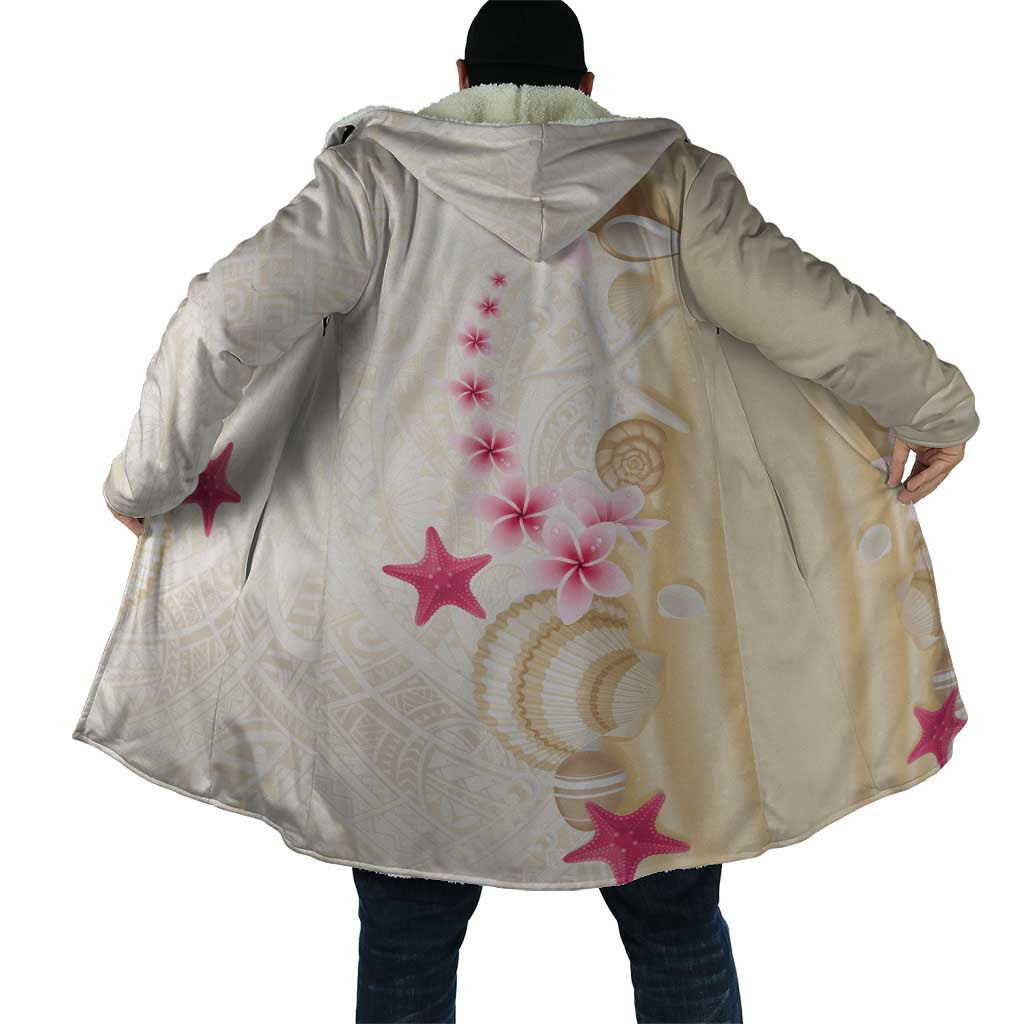 Beige Frangipani Sea Shell Cloak Starfish Polynesian Pattern - Polynesian Pride
