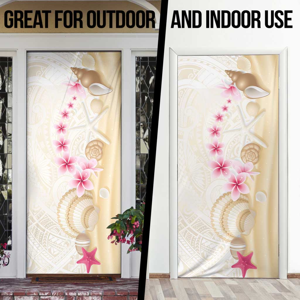 Beige Frangipani Sea Shell Door Cover Starfish Polynesian Pattern - Polynesian Pride