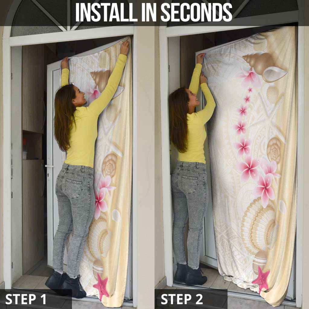 Beige Frangipani Sea Shell Door Cover Starfish Polynesian Pattern - Polynesian Pride