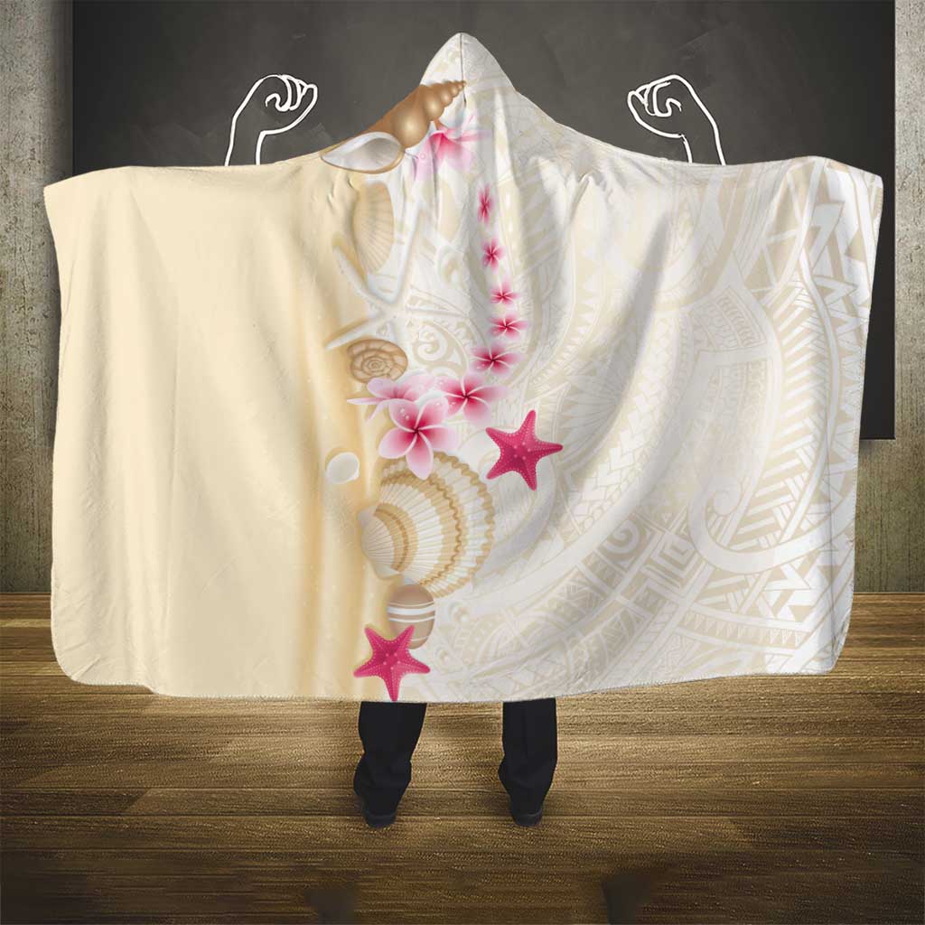Beige Frangipani Sea Shell Hooded Blanket Starfish Polynesian Pattern LT01 - Polynesian Pride