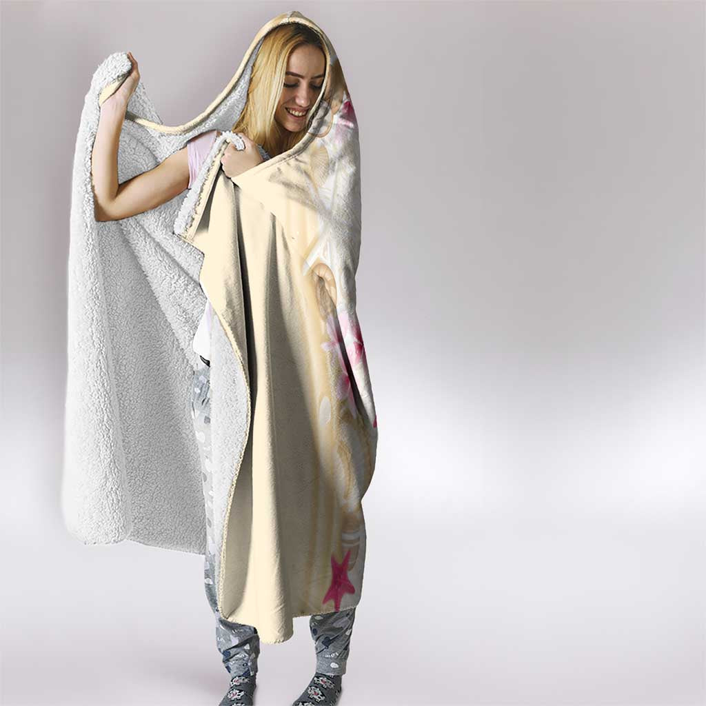 Beige Frangipani Sea Shell Hooded Blanket Starfish Polynesian Pattern LT01 - Polynesian Pride