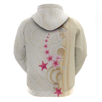 Beige Frangipani Sea Shell Hoodie Starfish Polynesian Pattern LT01 - Polynesian Pride