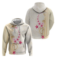 Beige Frangipani Sea Shell Hoodie Starfish Polynesian Pattern LT01 - Polynesian Pride