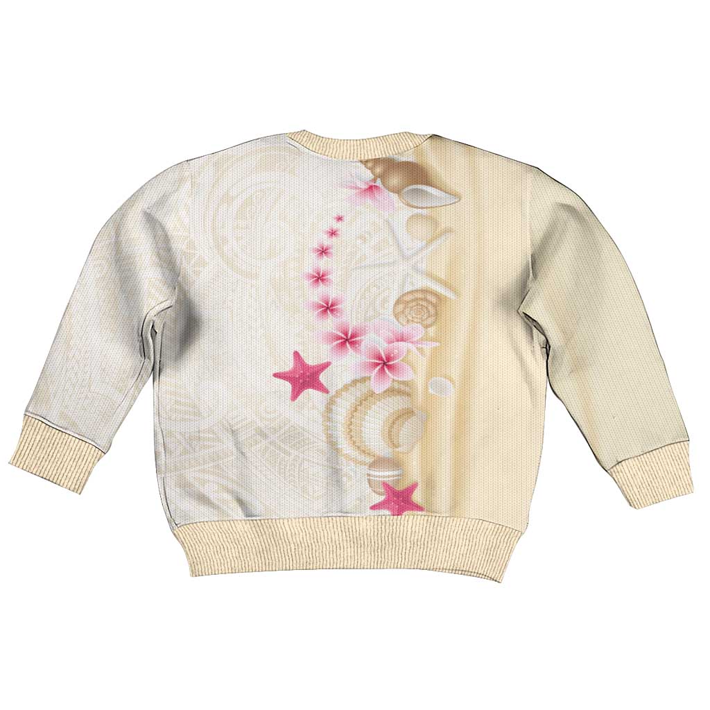 Beige Frangipani Sea Shell Kid Ugly Christmas Sweater Starfish Polynesian Pattern LT01 - Polynesian Pride