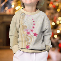 Beige Frangipani Sea Shell Kid Ugly Christmas Sweater Starfish Polynesian Pattern LT01 - Polynesian Pride