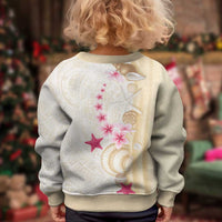 Beige Frangipani Sea Shell Kid Ugly Christmas Sweater Starfish Polynesian Pattern LT01 - Polynesian Pride
