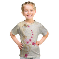 Beige Frangipani Sea Shell Kid T Shirt Starfish Polynesian Pattern LT01 Beige - Polynesian Pride