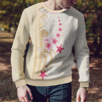 Beige Frangipani Sea Shell Ugly Christmas Sweater Starfish Polynesian Pattern - Polynesian Pride