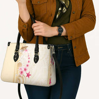 Beige Frangipani Sea Shell Leather Bag Starfish Polynesian Pattern - Polynesian Pride