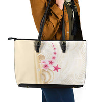 Beige Frangipani Sea Shell Leather Tote Bag Starfish Polynesian Pattern LT01 - Polynesian Pride