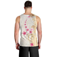 Beige Frangipani Sea Shell Men Tank Top Starfish Polynesian Pattern LT01 - Polynesian Pride
