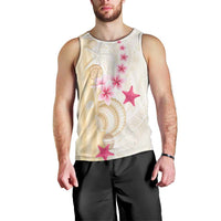 Beige Frangipani Sea Shell Men Tank Top Starfish Polynesian Pattern LT01 - Polynesian Pride