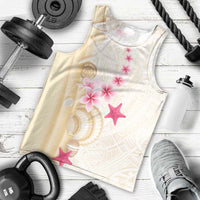 Beige Frangipani Sea Shell Men Tank Top Starfish Polynesian Pattern LT01 - Polynesian Pride