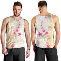 Beige Frangipani Sea Shell Men Tank Top Starfish Polynesian Pattern LT01 - Polynesian Pride