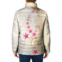 Beige Frangipani Sea Shell Padded Jacket Starfish Polynesian Pattern LT01 - Polynesian Pride