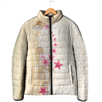Beige Frangipani Sea Shell Padded Jacket Starfish Polynesian Pattern LT01 - Polynesian Pride