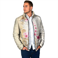 Beige Frangipani Sea Shell Padded Jacket Starfish Polynesian Pattern LT01 - Polynesian Pride