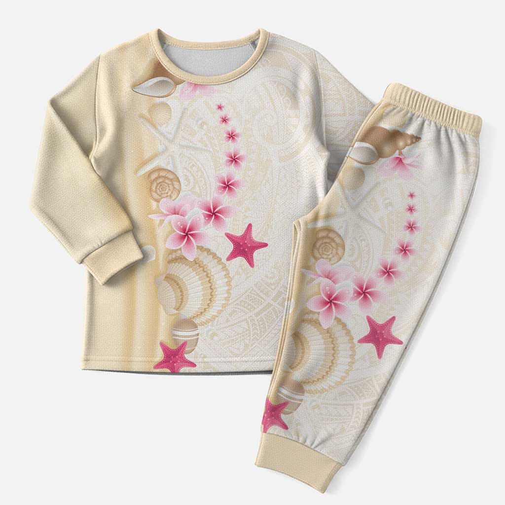 Beige Frangipani Sea Shell Christmas Pajama Set Starfish Polynesian Pattern LT01 Men Beige - Polynesian Pride