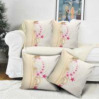 Beige Frangipani Sea Shell Pillow Cover Starfish Polynesian Pattern - Polynesian Pride