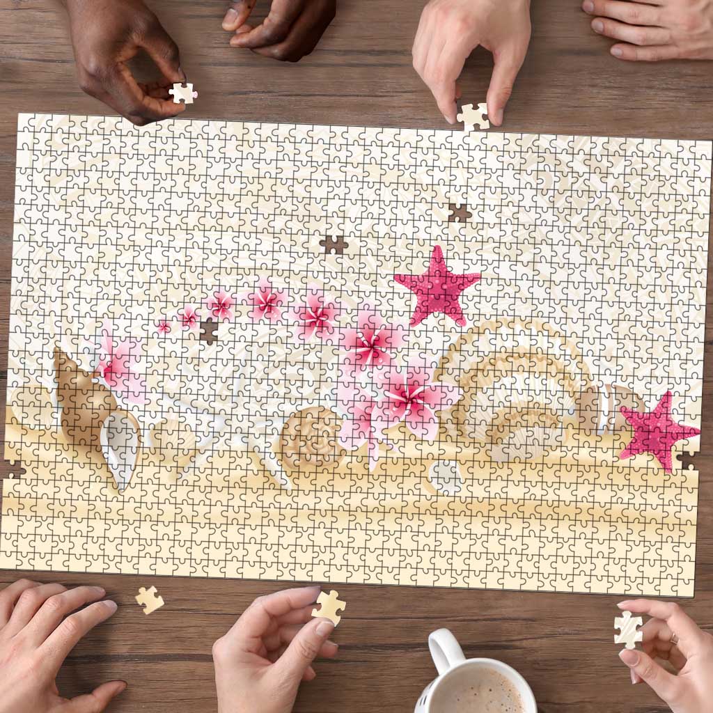 Beige Frangipani Sea Shell Puzzle Starfish Polynesian Pattern LT01 - Polynesian Pride