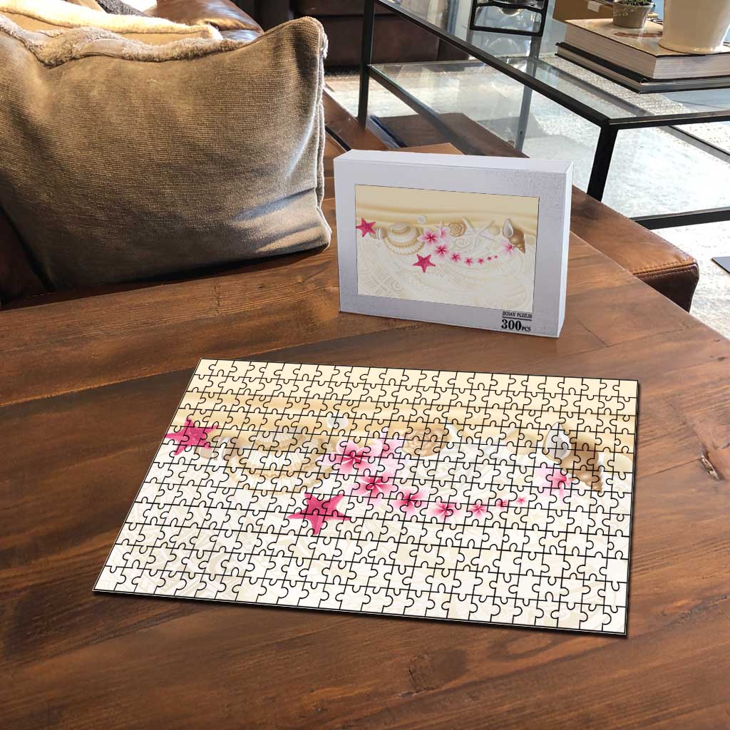 Beige Frangipani Sea Shell Puzzle Starfish Polynesian Pattern LT01 - Polynesian Pride