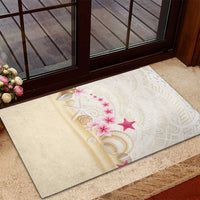 Beige Frangipani Sea Shell Rubber Doormat Starfish Polynesian Pattern LT01 - Polynesian Pride