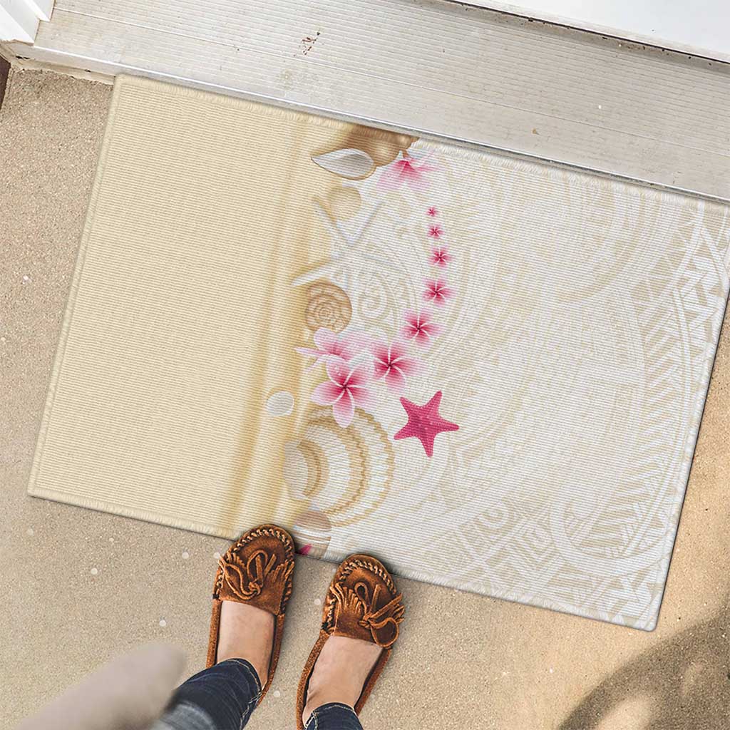 Beige Frangipani Sea Shell Rubber Doormat Starfish Polynesian Pattern LT01 - Polynesian Pride