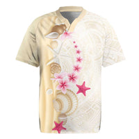 Beige Frangipani Sea Shell Rugby Jersey Starfish Polynesian Pattern LT01 Beige - Polynesian Pride