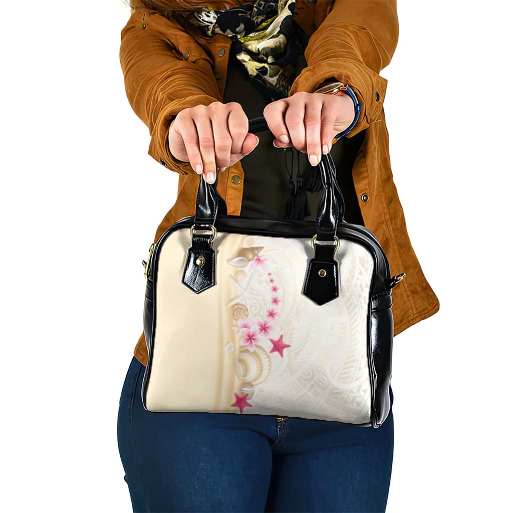 Beige Frangipani Sea Shell Shoulder Handbag Starfish Polynesian Pattern LT01 One Size Beige - Polynesian Pride