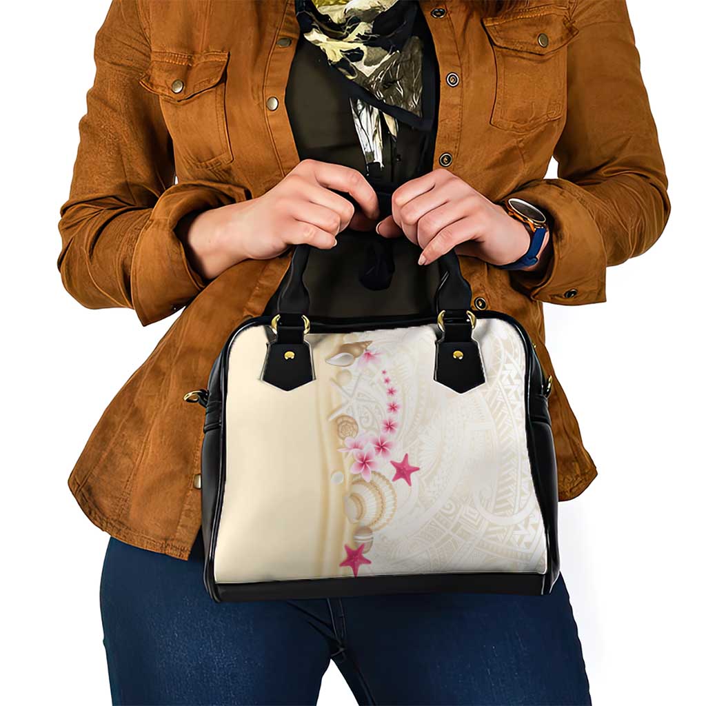 Beige Frangipani Sea Shell Shoulder Handbag Starfish Polynesian Pattern LT01 - Polynesian Pride