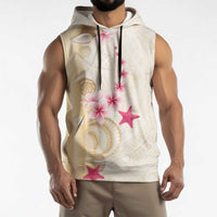 Beige Frangipani Sea Shell Sleeveless Hoodie Starfish Polynesian Pattern LT01 - Polynesian Pride