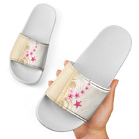 Beige Frangipani Sea Shell Slide Sandals Starfish Polynesian Pattern - Polynesian Pride