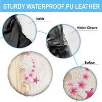 Beige Frangipani Sea Shell Spare Tire Cover Starfish Polynesian Pattern - Polynesian Pride