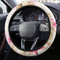 Beige Frangipani Sea Shell Steering Wheel Cover Starfish Polynesian Pattern LT01 - Polynesian Pride