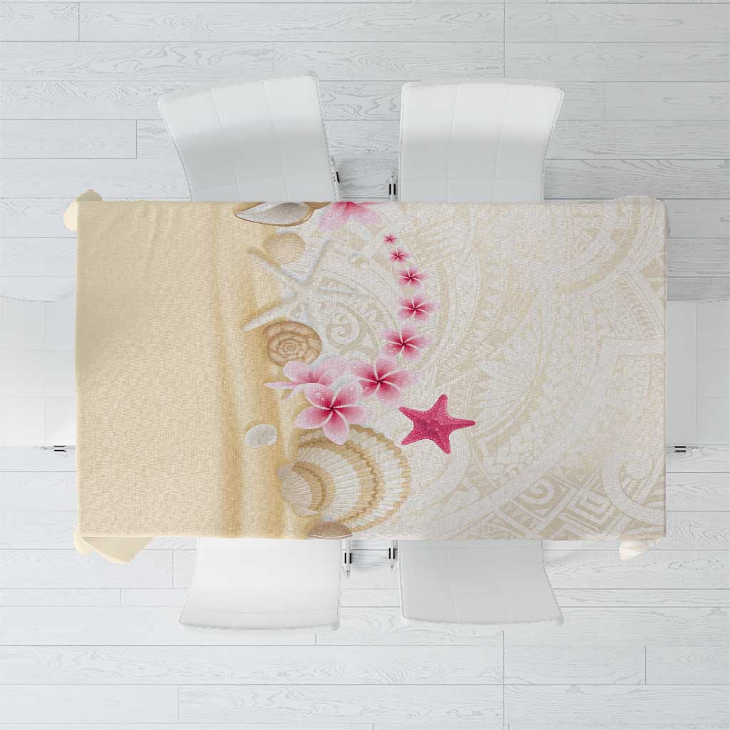 Beige Frangipani Sea Shell Tablecloth Starfish Polynesian Pattern LT01 Beige - Polynesian Pride