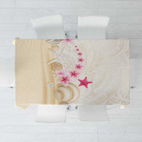 Beige Frangipani Sea Shell Tablecloth Starfish Polynesian Pattern LT01 Beige - Polynesian Pride