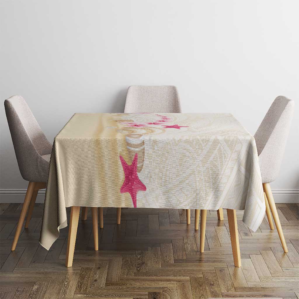 Beige Frangipani Sea Shell Tablecloth Starfish Polynesian Pattern LT01 - Polynesian Pride