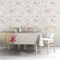 Beige Frangipani Sea Shell Tablecloth Starfish Polynesian Pattern LT01 - Polynesian Pride