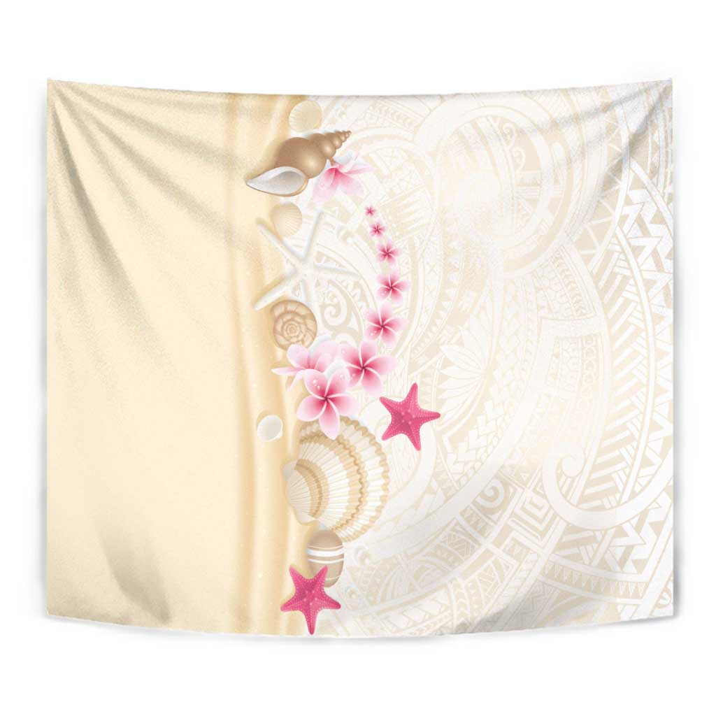 Beige Frangipani Sea Shell Tapestry Starfish Polynesian Pattern - Polynesian Pride