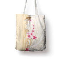 Beige Frangipani Sea Shell Tote Bag Starfish Polynesian Pattern - Polynesian Pride