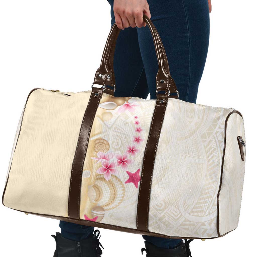 Beige Frangipani Sea Shell Travel Bag Starfish Polynesian Pattern LT01 - Polynesian Pride