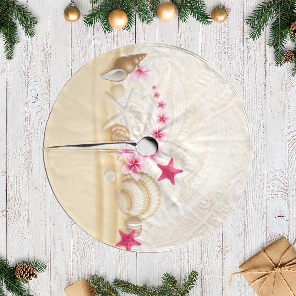 Beige Frangipani Sea Shell Tree Skirt Starfish Polynesian Pattern LT01 Casual Beige - Polynesian Pride