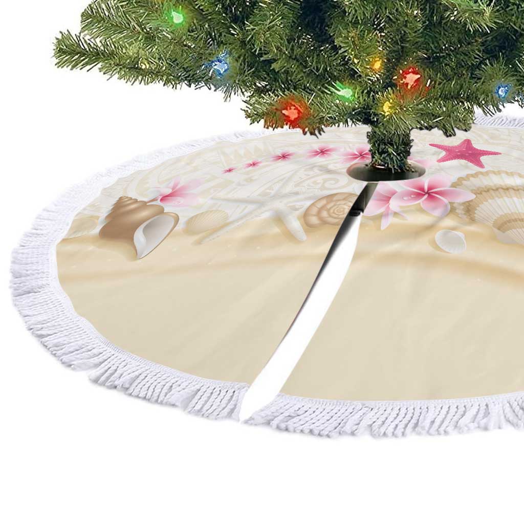 Beige Frangipani Sea Shell Tree Skirt Starfish Polynesian Pattern LT01 - Polynesian Pride