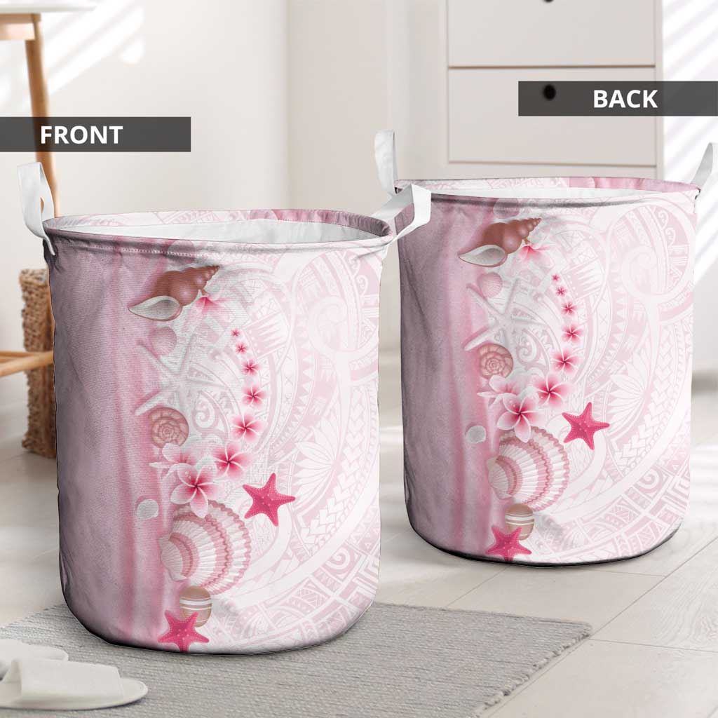 Pink Plumeria Sea Shell Laundry Basket Starfish Polynesian Pattern LT01 - Polynesian Pride