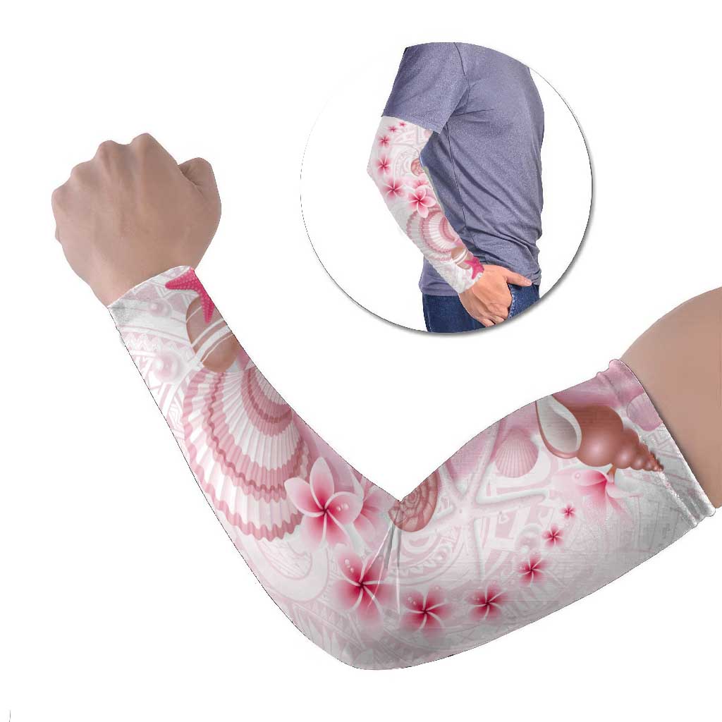 Pink Plumeria Sea Shell Arm Sleeves Starfish Polynesian Pattern LT01 Set of 2 Pink - Polynesian Pride