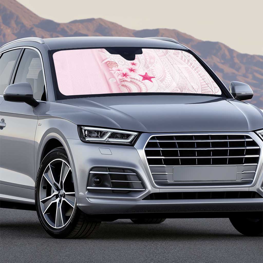 Pink Plumeria Sea Shell Auto Sun Shade Starfish Polynesian Pattern - Polynesian Pride