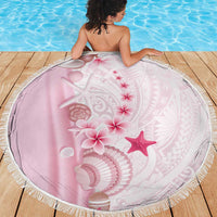 Pink Plumeria Sea Shell Beach Blanket Starfish Polynesian Pattern - Polynesian Pride