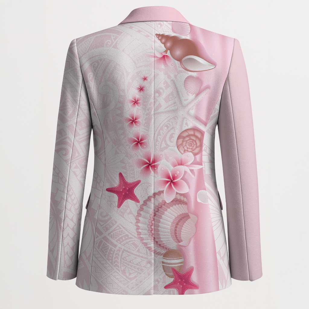 Pink Plumeria Sea Shell Blazer Starfish Polynesian Pattern - Polynesian Pride